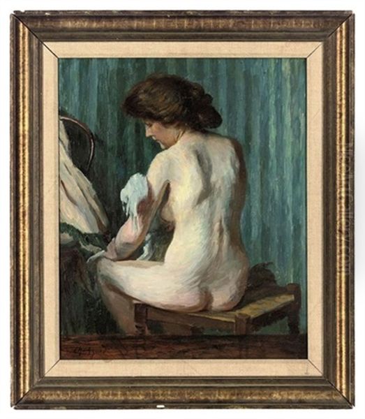 A Nude At Her Toilet Oil Painting by Charles-Jean Agard