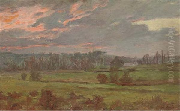 An Extensive Landscape At Sunset Oil Painting by Charles-Jean Agard