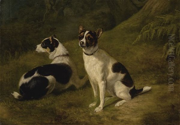 Two Terriers In A Landscape by Jacques-Laurent Agasse