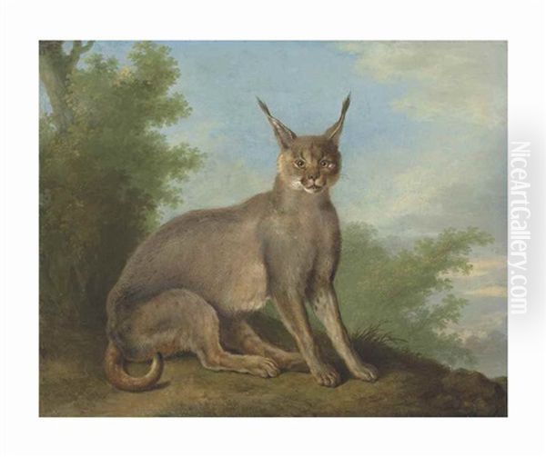 A Caracal In A Landscape Oil Painting by Jacques-Laurent Agasse