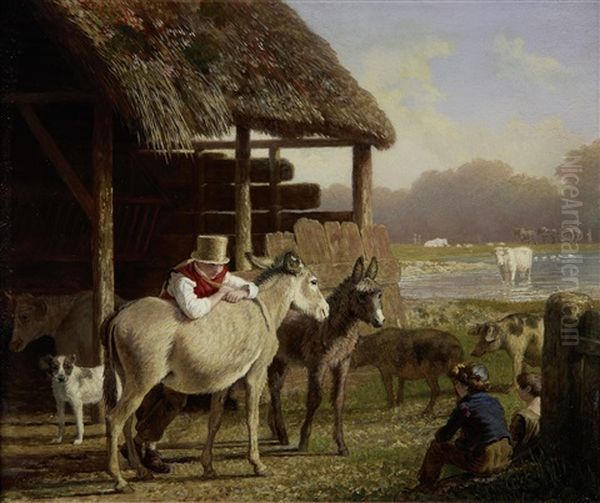 A Visit To The Farm Oil Painting by Jacques-Laurent Agasse