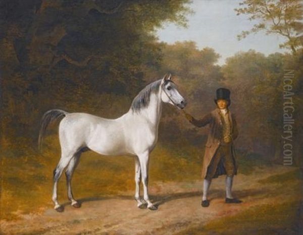 The Wellesley Arabian, Held By A Groom In A Landscape Oil Painting by Jacques-Laurent Agasse