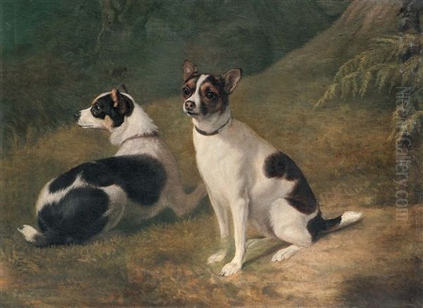 Deux Chiens - Zwei Jack Russel Terriers Oil Painting by Jacques-Laurent Agasse