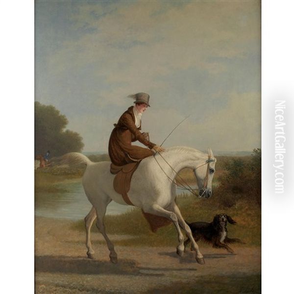 Miss Cazenove On Her Favorite Hunter Oil Painting by Jacques-Laurent Agasse