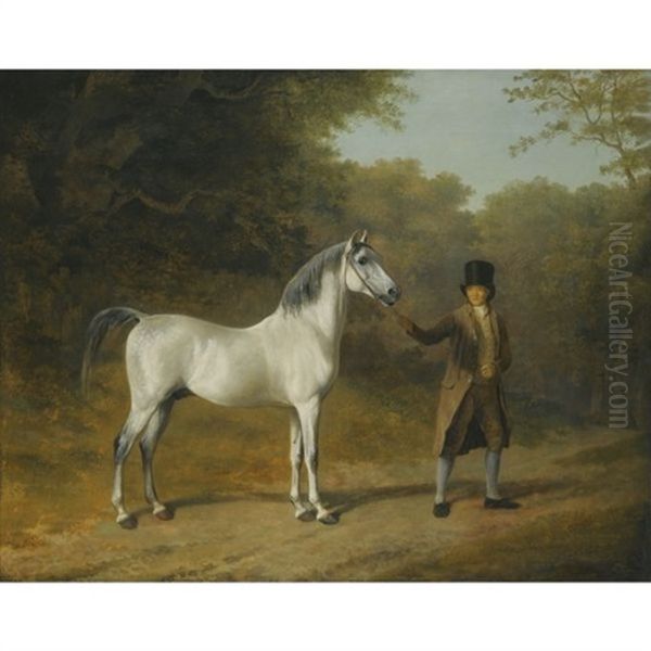 The Wellesley Arabian, Held By A Groom In A Landscape Oil Painting by Jacques-Laurent Agasse