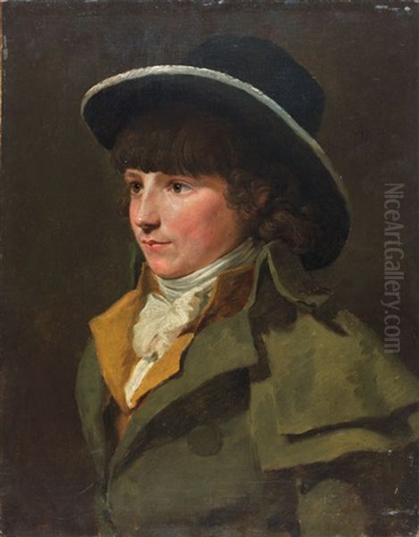 Portrait D'un Jeune Garcon Portant Un Grand Chapeau Et Un Manteau En Pelerine Oil Painting by Jacques-Laurent Agasse