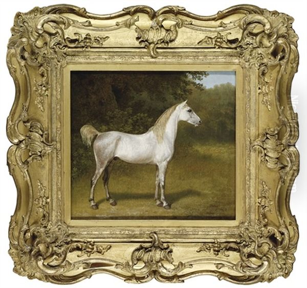 An Arab Stallion In A Landscape Oil Painting by Jacques-Laurent Agasse