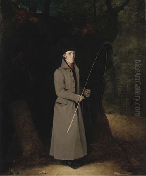 Portrait Of A Coachman, Full-length, In A Landscape Oil Painting by Jacques-Laurent Agasse