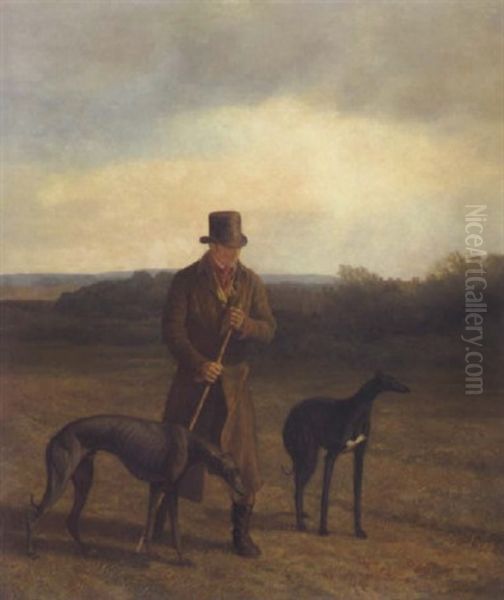 Portrait Von Lord Rovers, Begleitet Von Zwei Windhunden Oil Painting by Jacques-Laurent Agasse