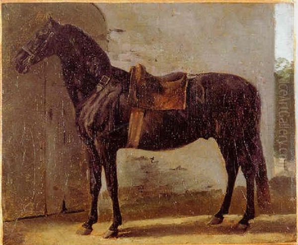 Cheval Selle Devant Une Grange Oil Painting by Jacques-Laurent Agasse