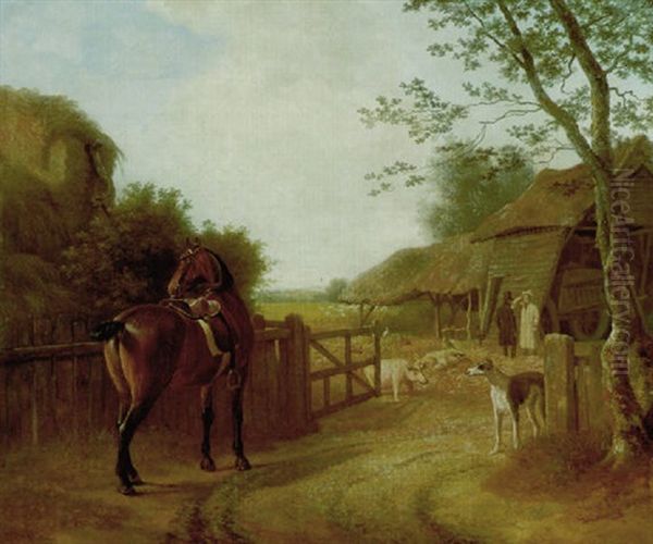 Daniel Beale Dans Sa Ferme D'edmonton Avec Son Cheval Favori Oil Painting by Jacques-Laurent Agasse