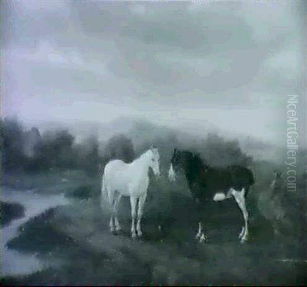 Trois Chevaux Dans Un Paysage Oil Painting by Jacques-Laurent Agasse