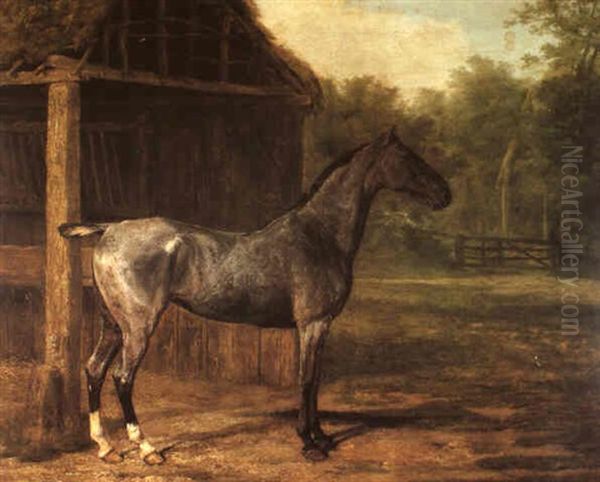 A Roan Mare By A Stable In A Landscape Oil Painting by Jacques-Laurent Agasse