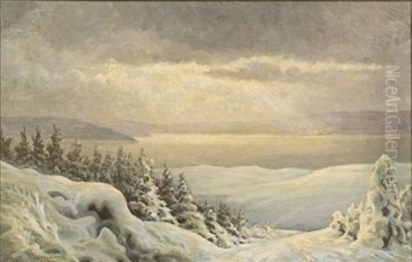 Winter Landscape Oil Painting by Hans Mortensen Agersnap