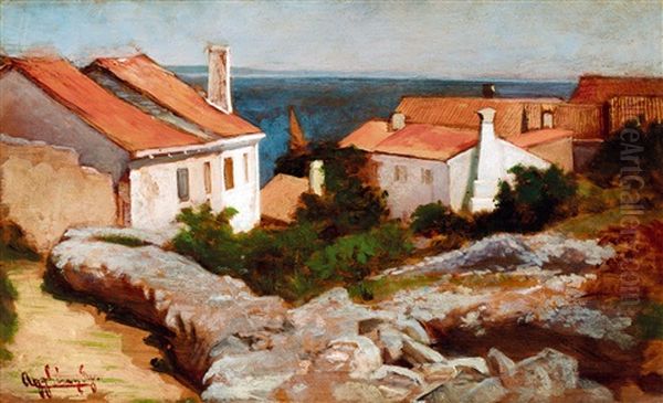 Sea-shore In South-france Oil Painting by Gyula Agghazy