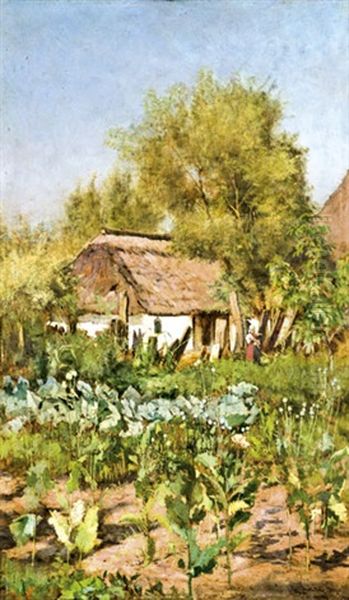 Nyari Vetemenyes Kert Oil Painting by Gyula Agghazy