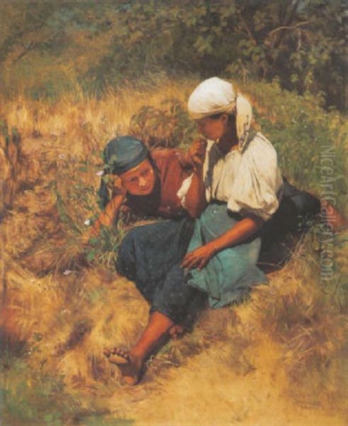 Napfenyes Mezon (in A Sunny Field) Oil Painting by Gyula Agghazy