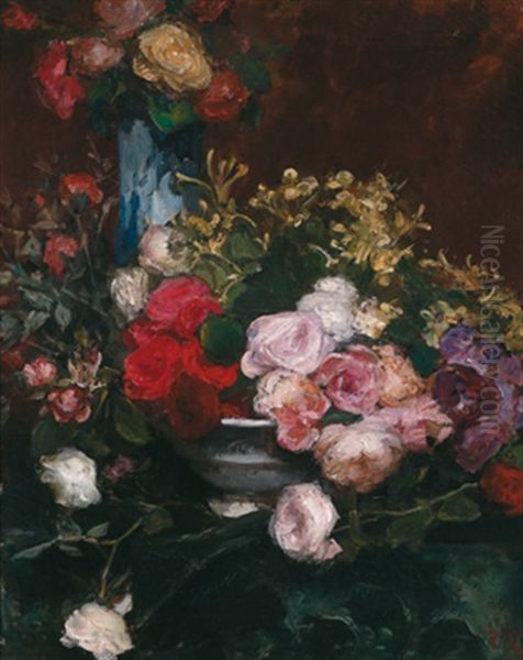 Blumenstillleben Oil Painting by Edouard Agneessens