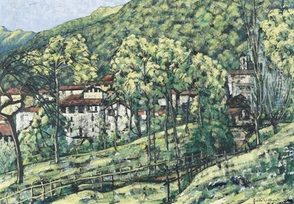 Tessiner Dorf Im Fruhling Oil Painting by Fausto Agnelli