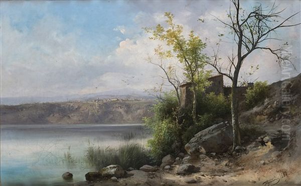 Scorcio Con Lago Oil Painting by Guido Agostini