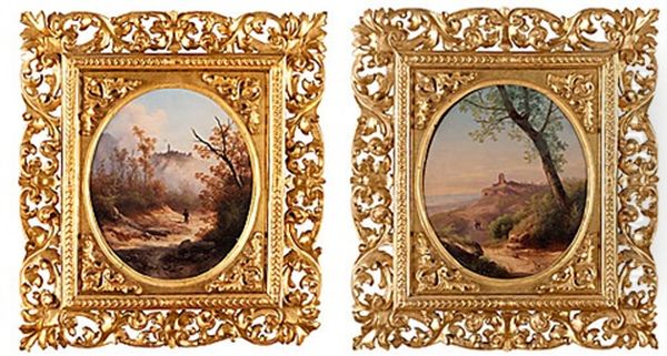 Ravine Del Cast:o Di Donoratico (+ San Miniato Al Tedesc; Pair) Oil Painting by Guido Agostini