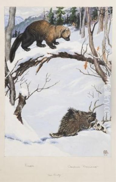 Fisher And Porcupine Oil Painting by Jacob Bates Abbott