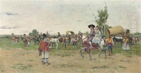 Feria Valenciana Oil Painting by Joaquin Agrasot y Juan