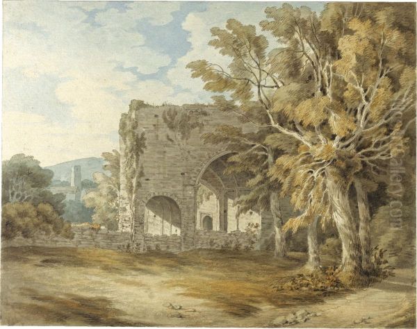 Cornworthy Abbey, South Hams, Devon Oil Painting by John White Abbott