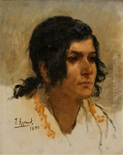 Retrato De Mujer Oil Painting by Joaquin Agrasot y Juan