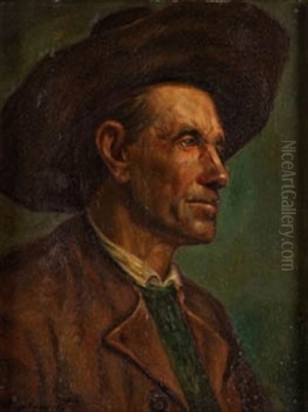 Retrato De Campesino Oil Painting by Joaquin Agrasot y Juan