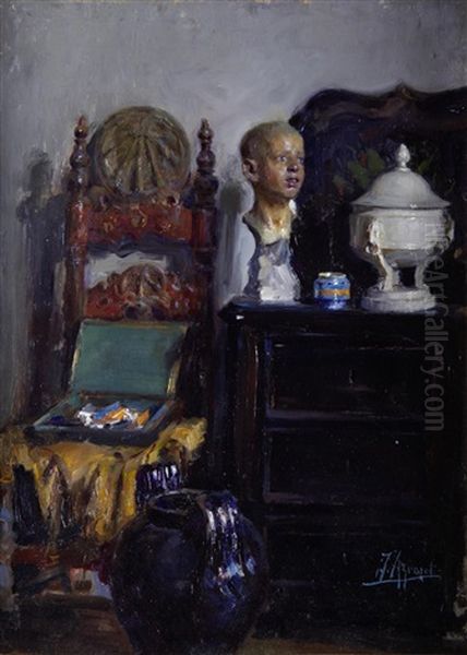 In The Artist's Studio Oil Painting by Joaquin Agrasot y Juan