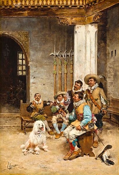 The Pet Of The Regiment Oil Painting by Joaquin Agrasot y Juan