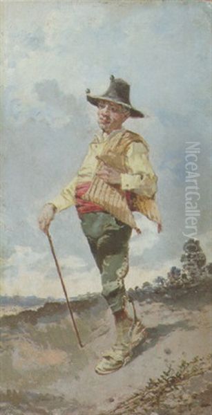 Wanderer Mit Spazierstock Oil Painting by Joaquin Agrasot y Juan