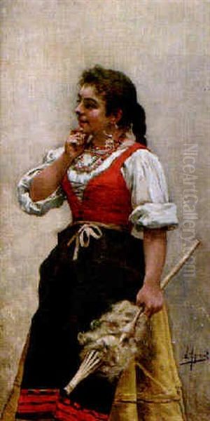 Campesina Valeciana Oil Painting by Joaquin Agrasot y Juan