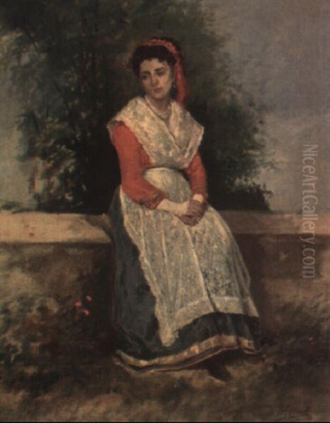 Campesina Oil Painting by Joaquin Agrasot y Juan