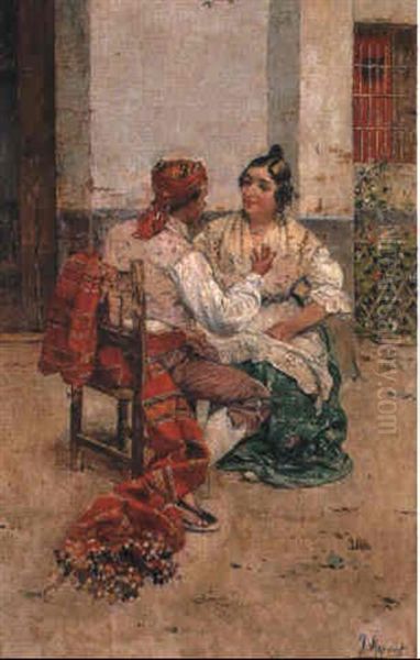 Pareja Valenciana Oil Painting by Joaquin Agrasot y Juan