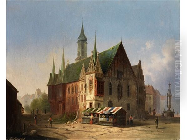 Rathaus In Breslau Vor 1800 by Carl Josef Alois Agricola