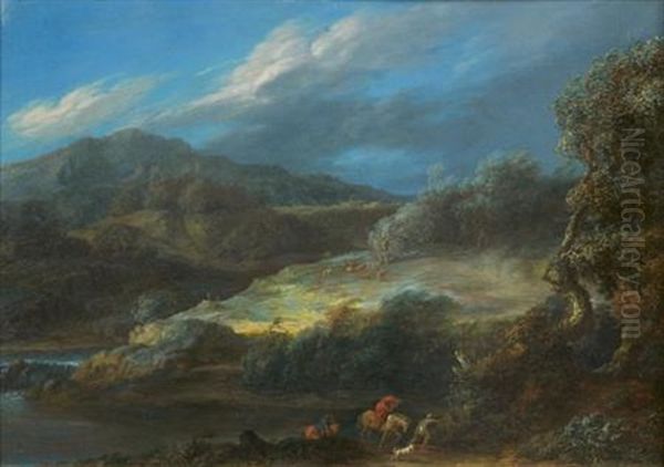 Coup De Vent Sur Un Paysage Montagneux Oil Painting by Christoph Ludwig Agricola