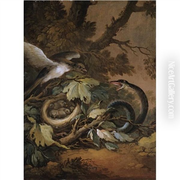 Still Life With A Viper And A Bird's Nest Oil Painting by Christoph Ludwig Agricola