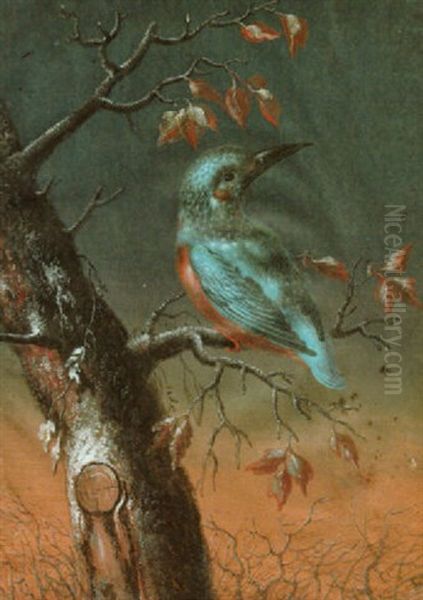 Ein Eisvogel Auf Einem Ast Oil Painting by Christoph Ludwig Agricola