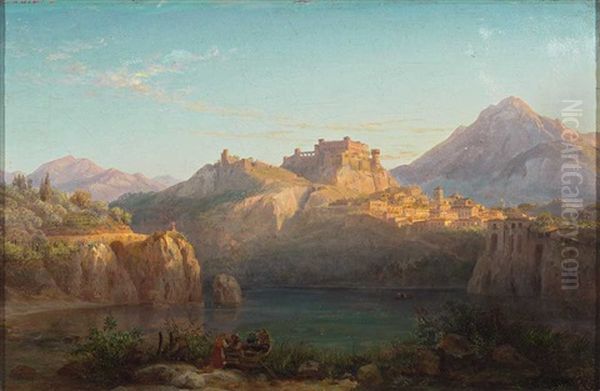 Blick Auf Castel Gandolfo Und Den Lago Albano Oil Painting by Eduard Agricola