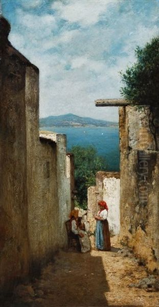 Motiv Aus Anacapri (blick Auf Ischia) Oil Painting by Curt Agthe