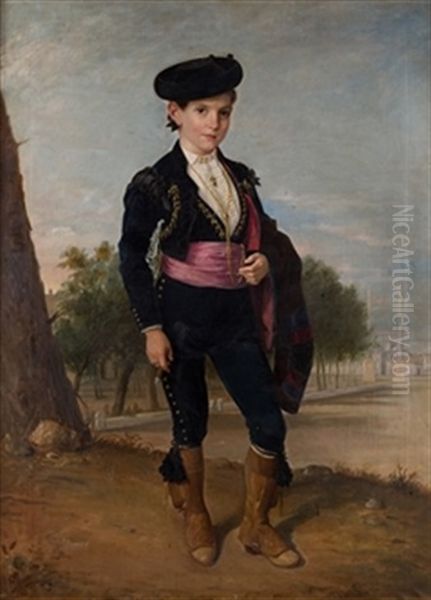 Retrato De Joven Con Puro, 1878 Oil Painting by Manuel Cabral Aguado Y Bejarano