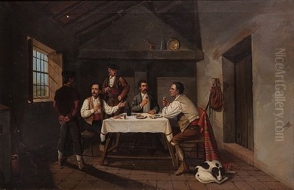 Tertulia En La Comida Oil Painting by Manuel Cabral Aguado Y Bejarano