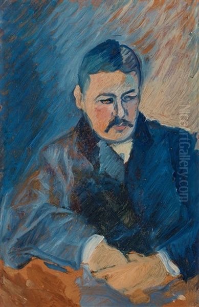 Portrait Of A Man In A Blue Suit Oil Painting by Ivan Agueli