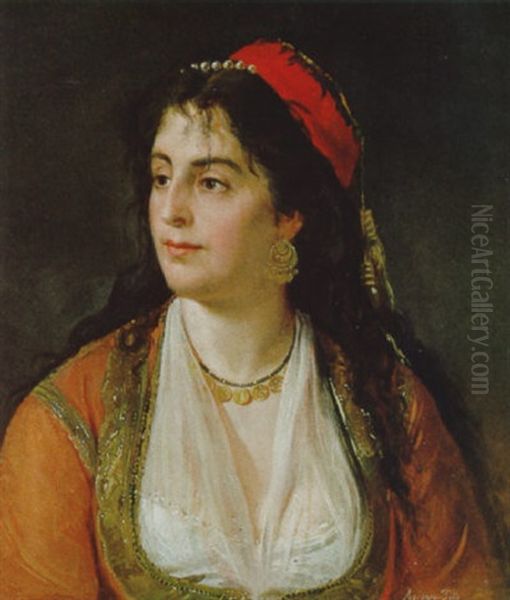 Portrait Einer Frau In Tracht Oil Painting by Tito Agujari