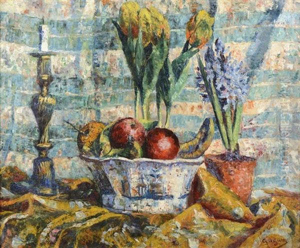 Coupe De Fruits Et Fleurs Oil Painting by Georgette Agutte