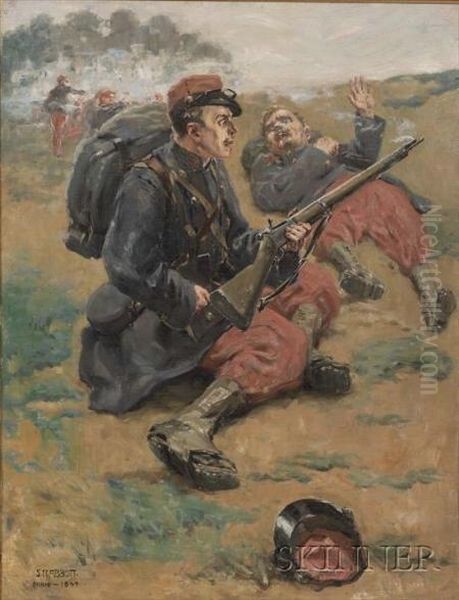 Comrades In Arms. Oil Painting by Samuel Nelson Abbott