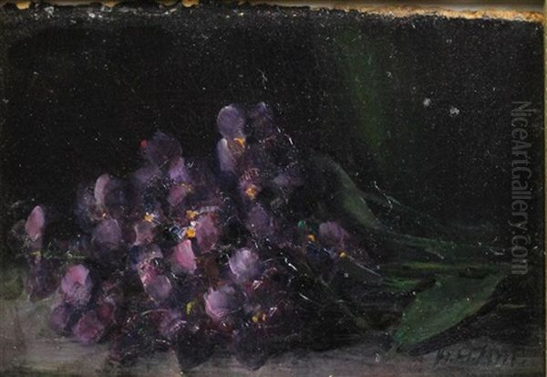 Purple Flowers Oil Painting by Henry Hammond Ahl