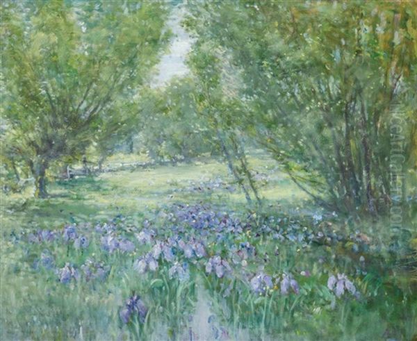 Landscape With Irises Oil Painting by Henry Hammond Ahl